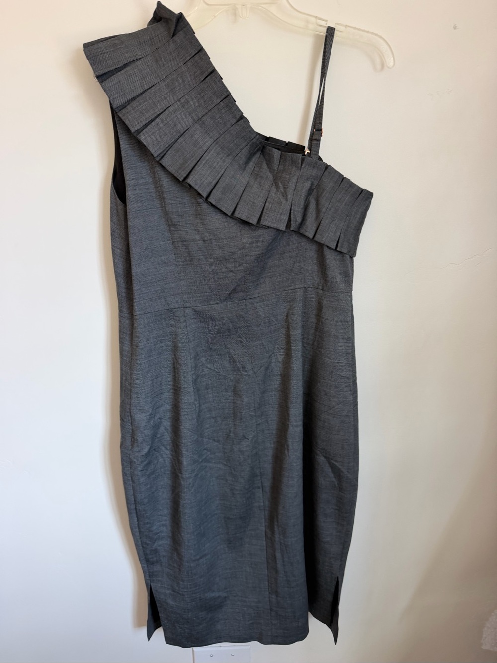 Ted Baker One Shoulder Gray Party Dress US 8 - Picture 7 of 9